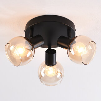 Draaibare plafondlamp met amber glas, 3-lichts - Peri