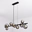 9-lichts hanglamp Ennea - smoke glas met spiegeleffect en zwart