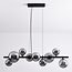 9-lichts hanglamp Ennea - smoke glas met spiegeleffect en zwart