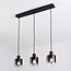 3-lichts hanglamp Lyra - smoke glas met verloop en zwart