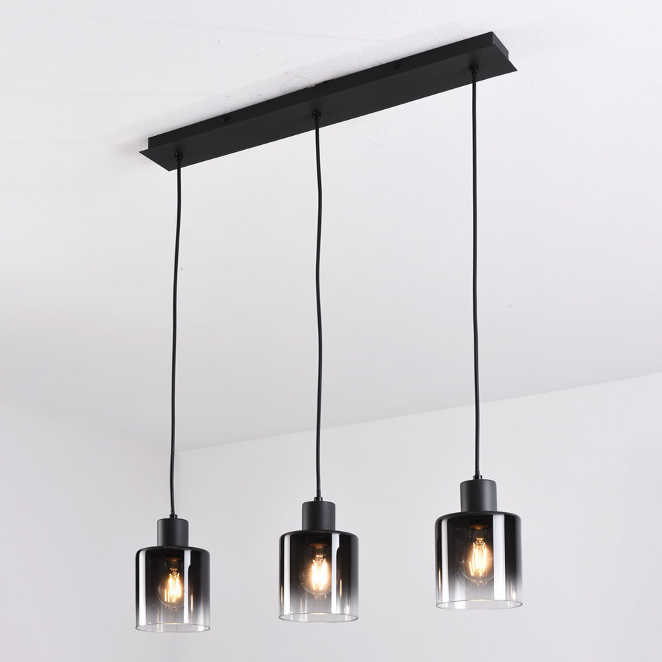Hanglamp Lyra van smoke glas met verloop, 3-lichts