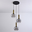 3-lichts hanglamp Imme - smoke glas goud