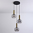 Hanglamp Imme met smoke glas, 3-lichts - goud