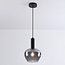Hanglamp Ischa - smoke glas in appelvorm, zwart