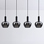 4-lichts hanglamp Ilvy in appelvormig rookglas - zwart