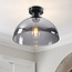 Plafondlamp Feija - smoke glas met half open kap