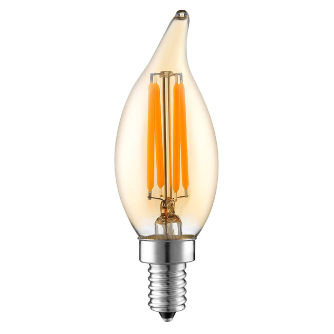 E14 dimbare LED filament kaarslamp met amber glas | 3.5W 2200K