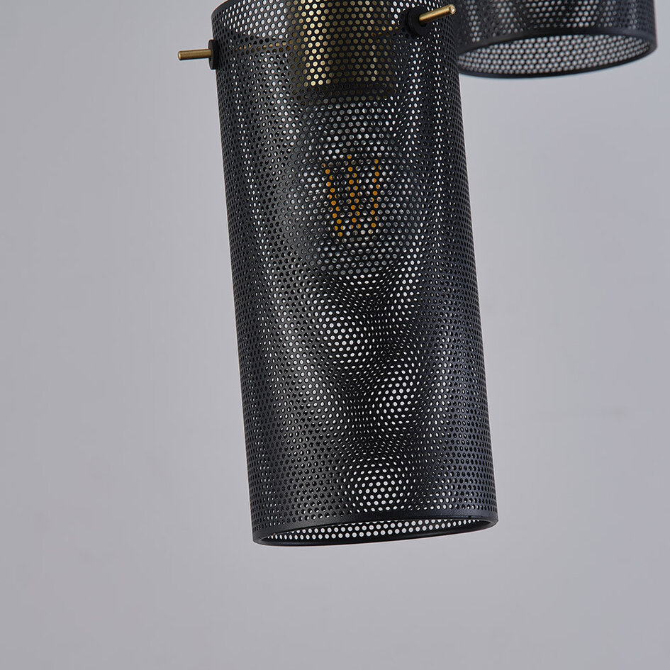 Minimalistische hanglamp met zwarte kap, 3-lichts - Valji