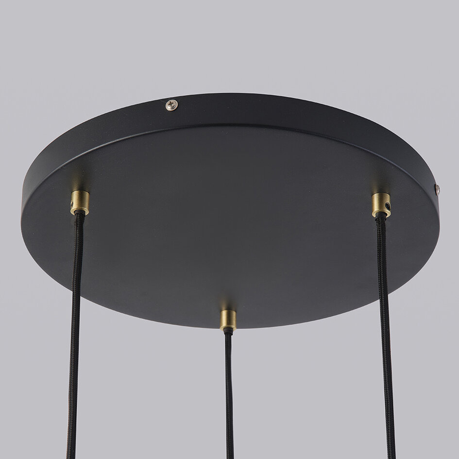 Minimalistische hanglamp met zwarte kap, 3-lichts - Valji