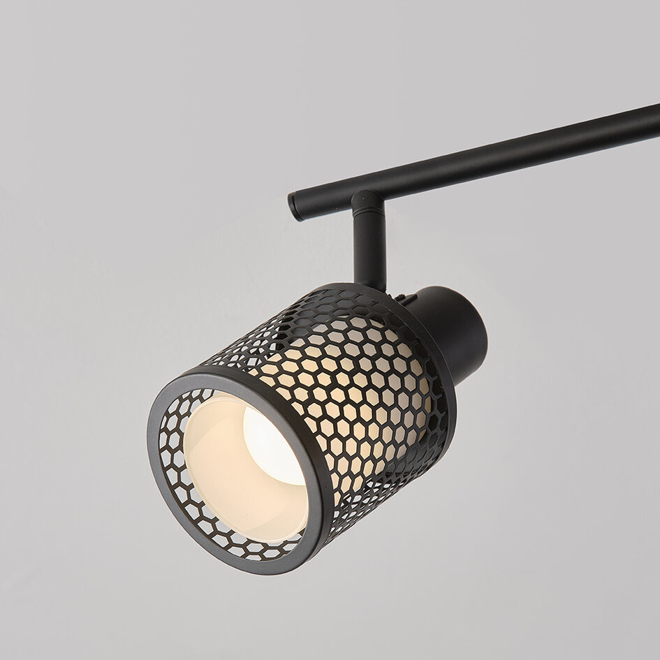 Moderne plafondlamp met melkwit glas en honingraat design - Buche