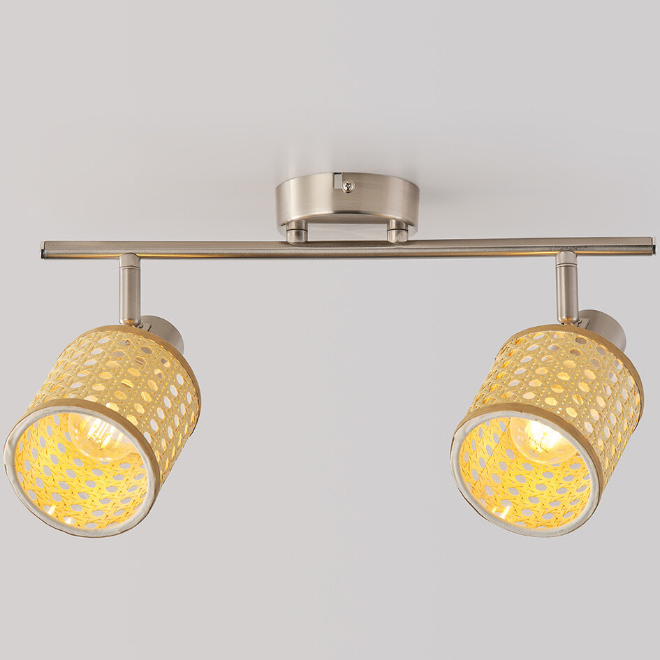 Geweven rotan plafondlamp, 2-lichts - Ferro