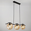 3-lichts hanglamp Curvatura - zwart met amber glas