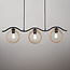 3-lichts hanglamp Curvatura - zwart met amber glas