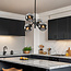 Retro hanglamp zwart met smoke glas en spiegeleffect, 4-lichts - Florence