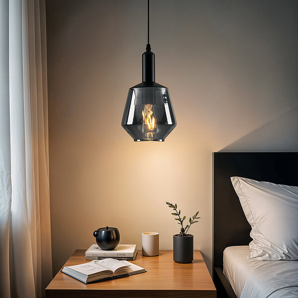 1-lichts hanglamp Mala smoke glas - bolvormig glas