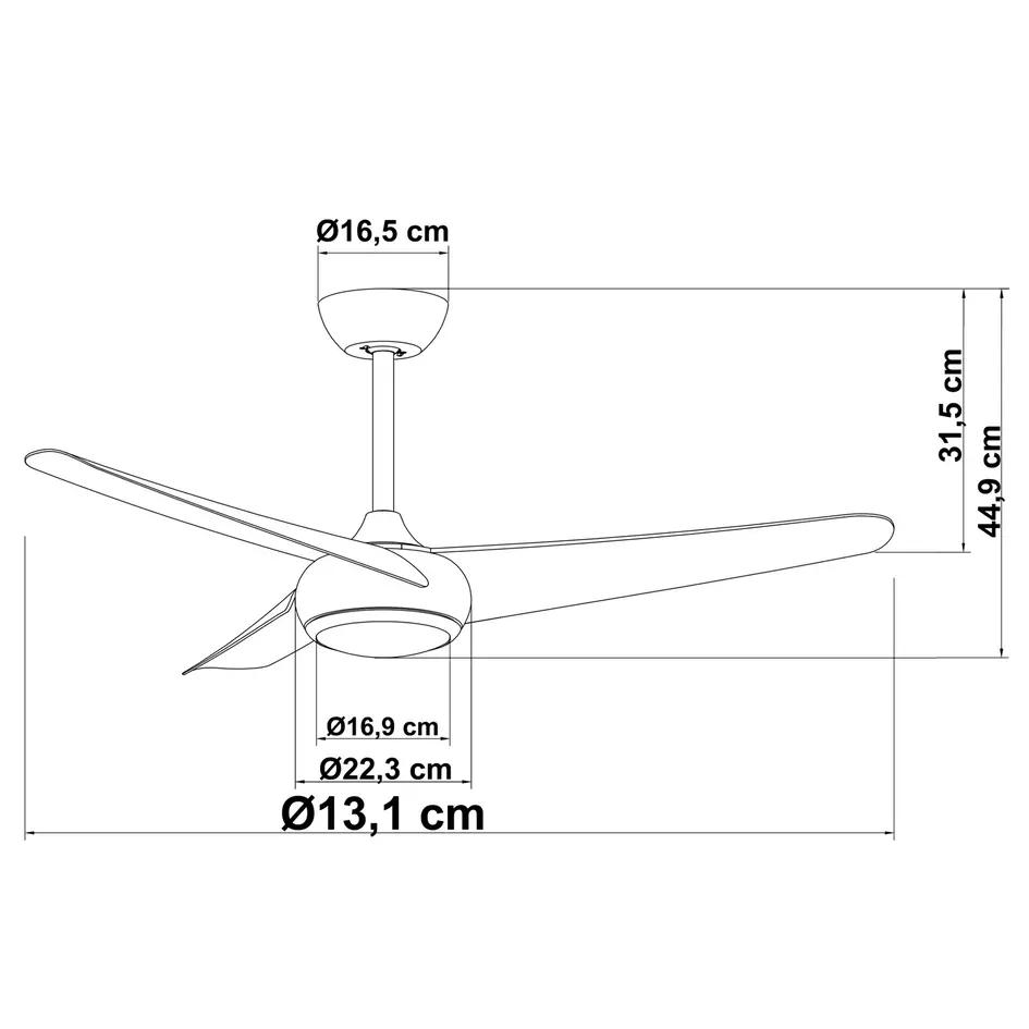 Plafondventilator wit incl.  LED en afstandsbediening - Angin