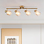 4-lichts plafondlamp Pela - amber glas en messing goud