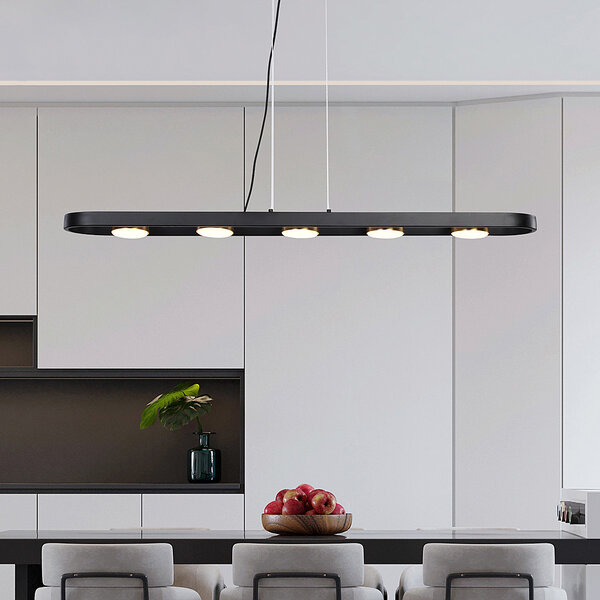Zwarte hanglamp Sesto met gouden details