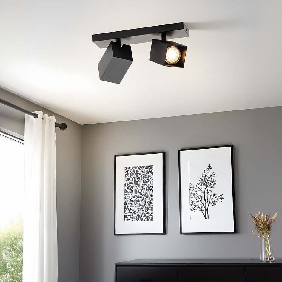 Industriële plafondlamp met 2 spots - Cal