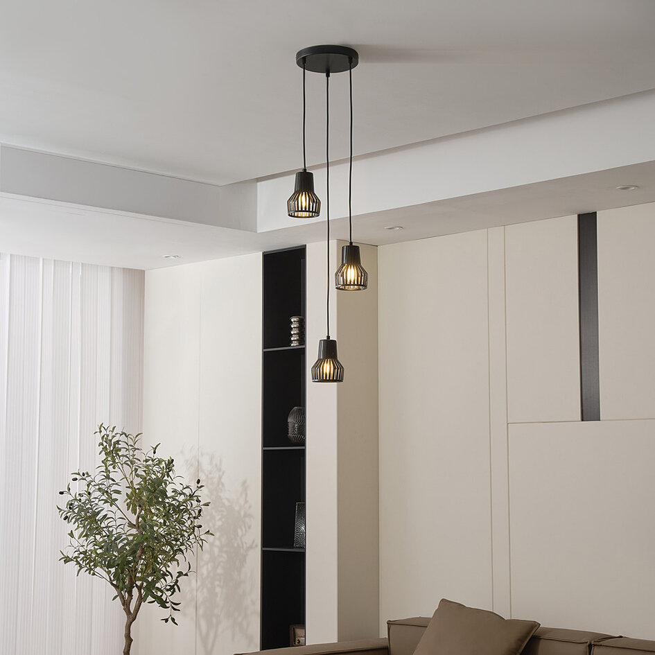 Industriële zwarte hanglamp - Hailey