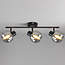 Zwarte plafondlamp met smoke glas, 3-lichts - Jenthe