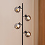 Staande lamp Jesse 4-lichts in zwart met smoke grijs glas en spiegeleffect