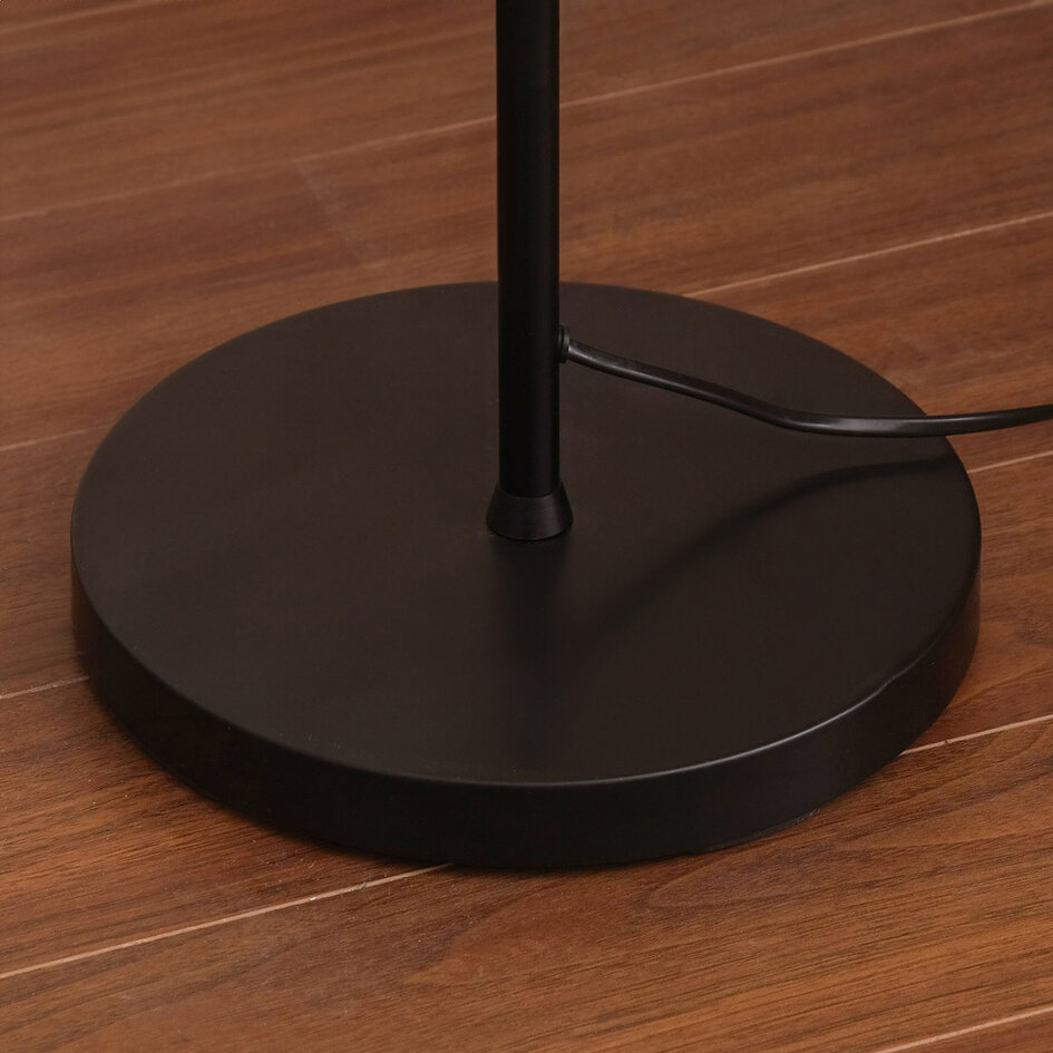 Zwarte staande lamp met smoke grijs glas en spiegeleffect, 4-lichts - Jesse