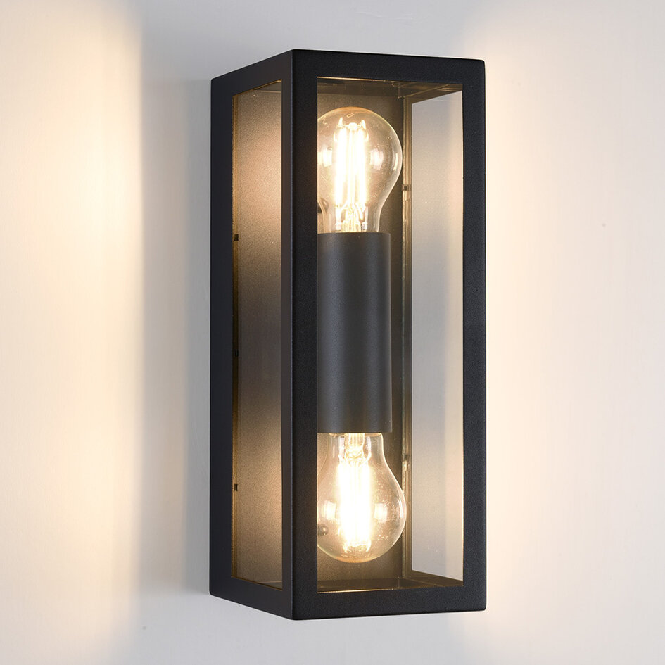 2-lichts buitenwandlamp Diana - zwart RVS met glas