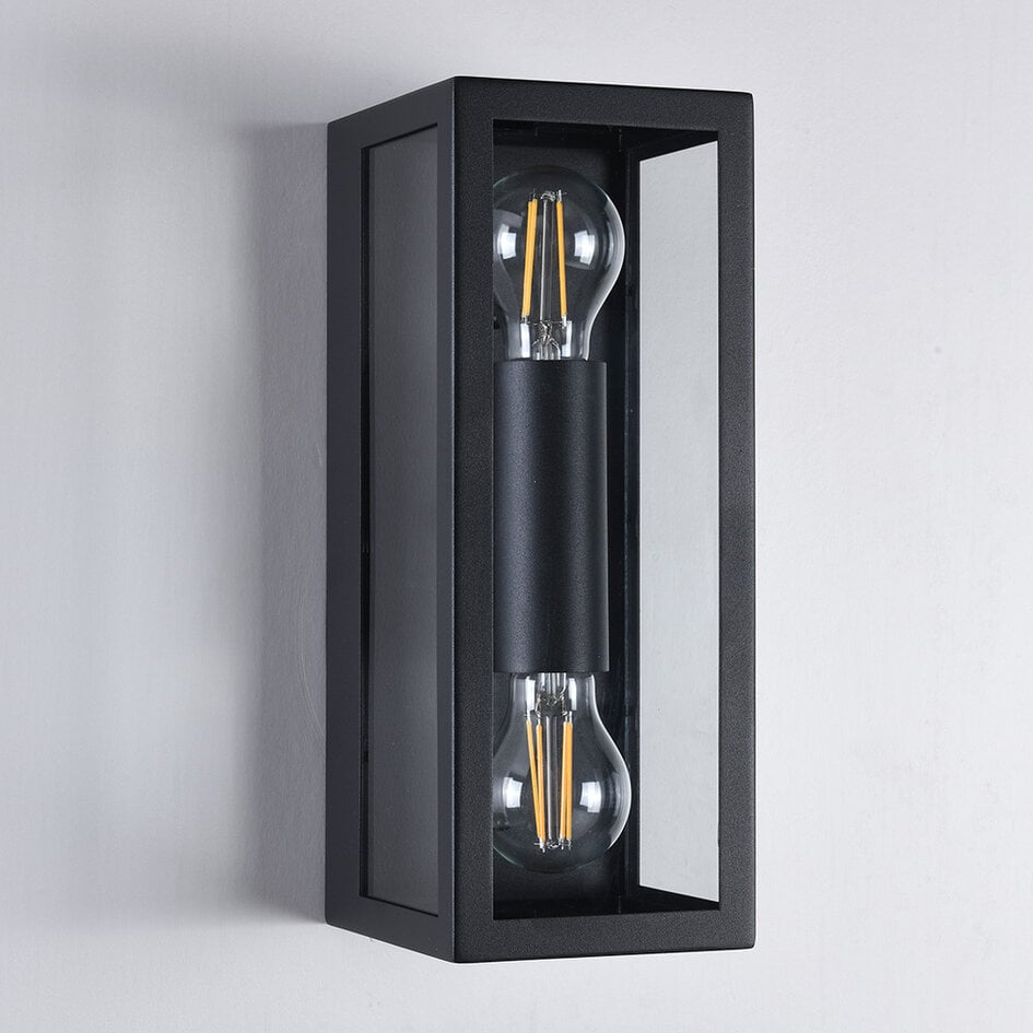 RVS zwarte wandlamp Diana 2-lichts met glas