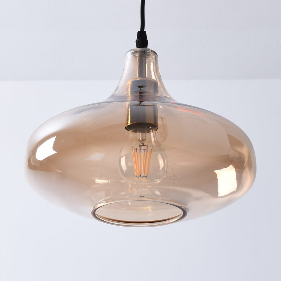 1-lichts hanglamp Trinidad met amber glas - variant 1