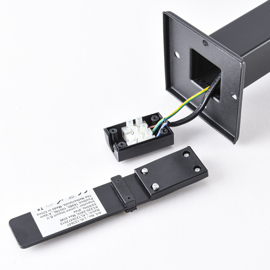 Industriële RVS zwarte buitenlamp Alessio met glas, 50 cm