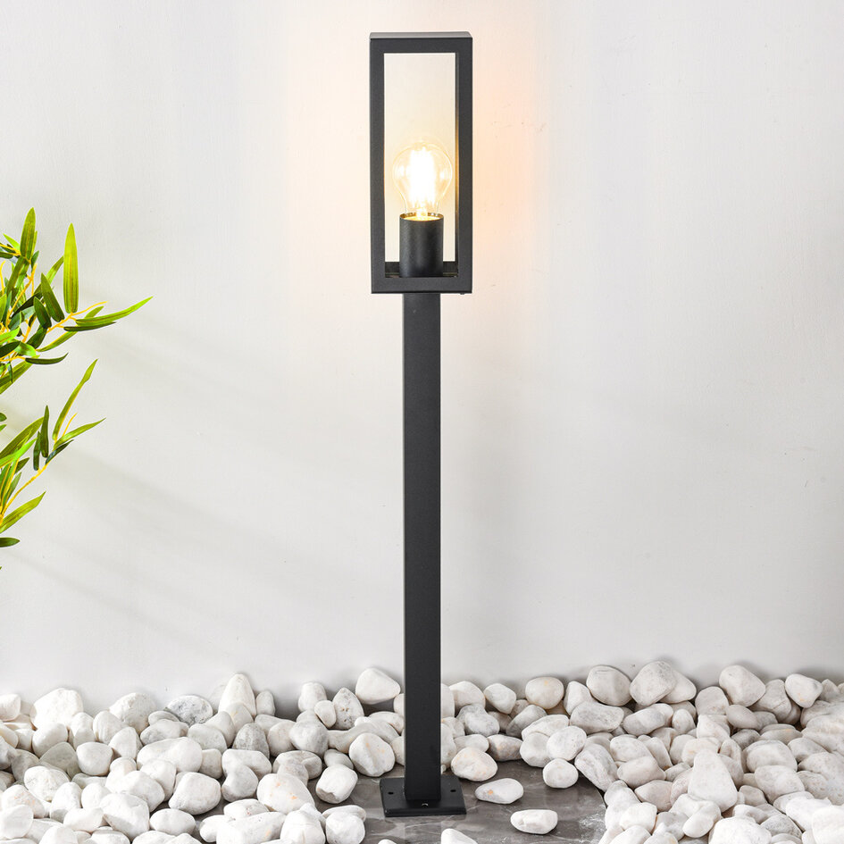 Industriële RVS zwarte buitenlamp Alessio met glas - 80 cm