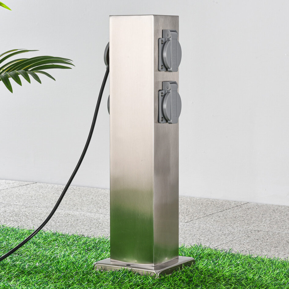 RVS tuinpaal met stopcontact - Fabrizio