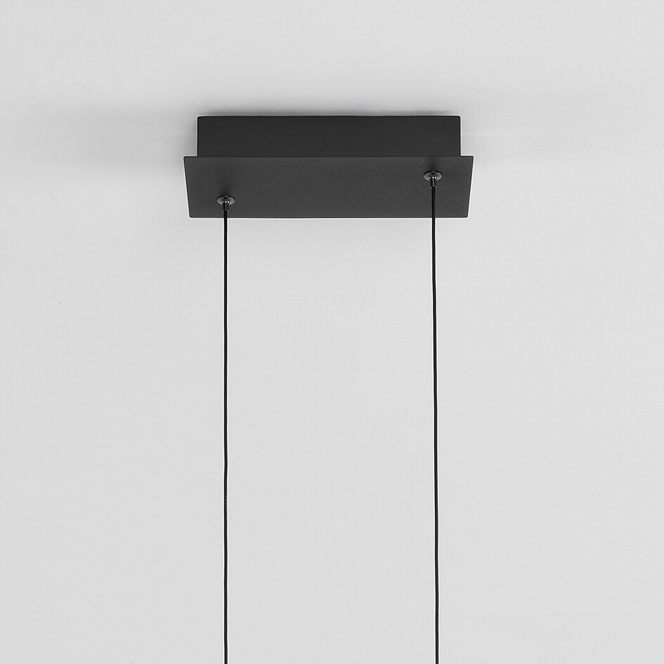 3-staps dimbare hanglamp Leia - zwart in licht hout