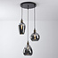 3-lichts hanglamp Verona - smoke glas spiegeleffect van egaal glas