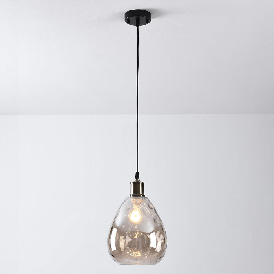 Hanglamp Verona - cognac glas druppelvormige bol