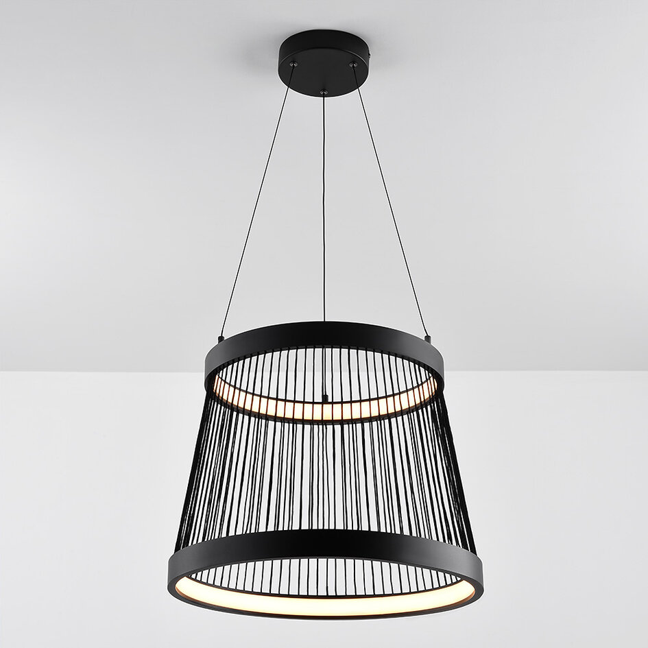 Hanglamp Kae incl. geïntegreerde 3-staps dimbare LED - zwart decoratief koord