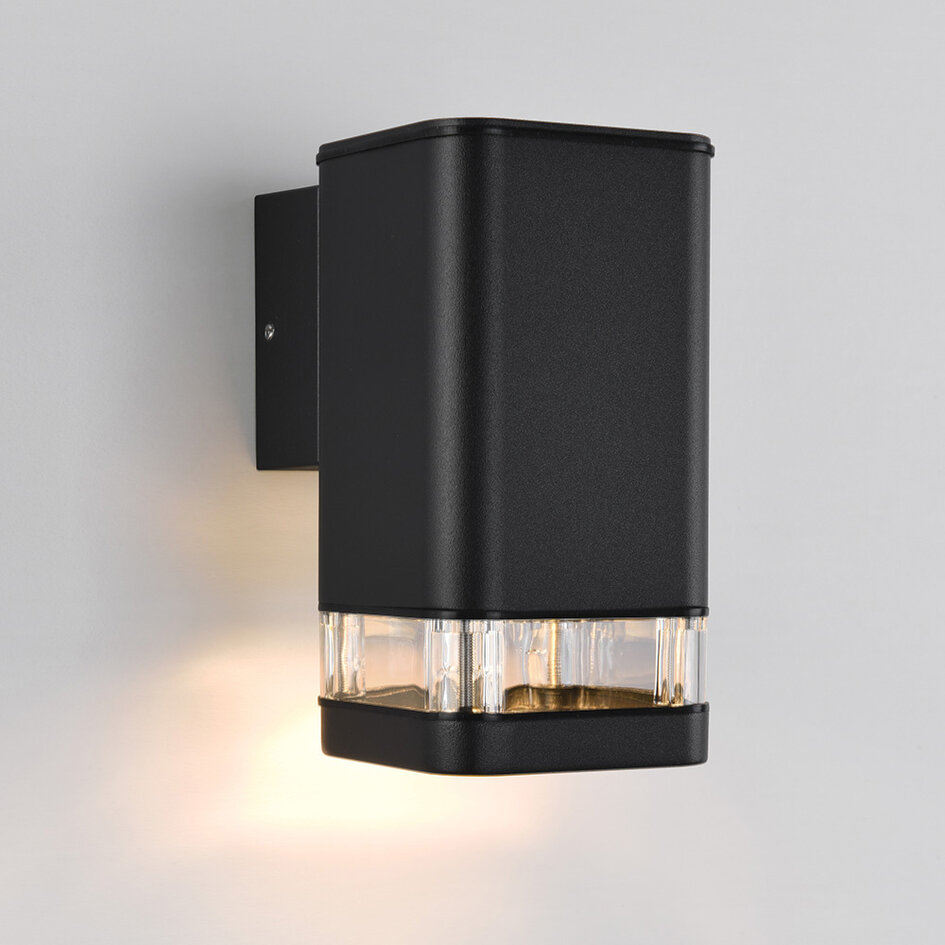 Moderne vierkante wandlamp Marino, zwart