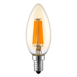 E14 3-staps dimbare LED filament kaarslamp met amber glas | 5,5W 2200K