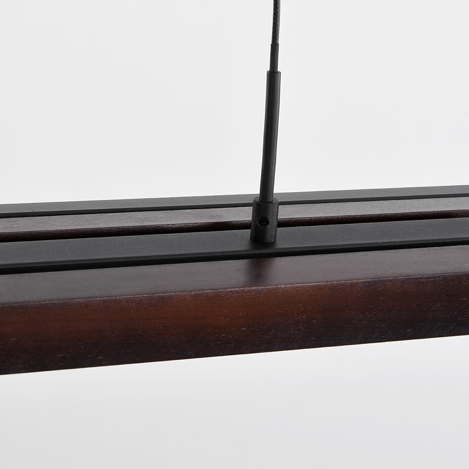 Design hanglamp zwart met donker hout met 3 staps dim - Liana