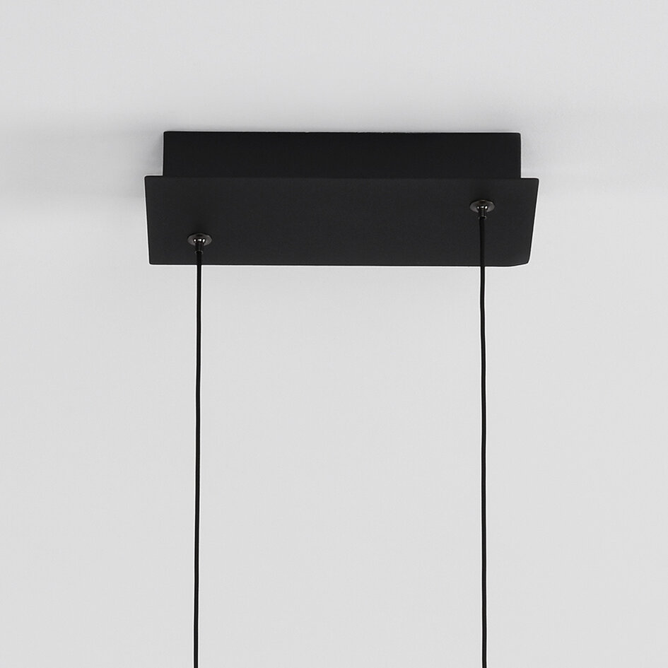 3-staps dimbare hanglamp Leia - zwart in donker hout