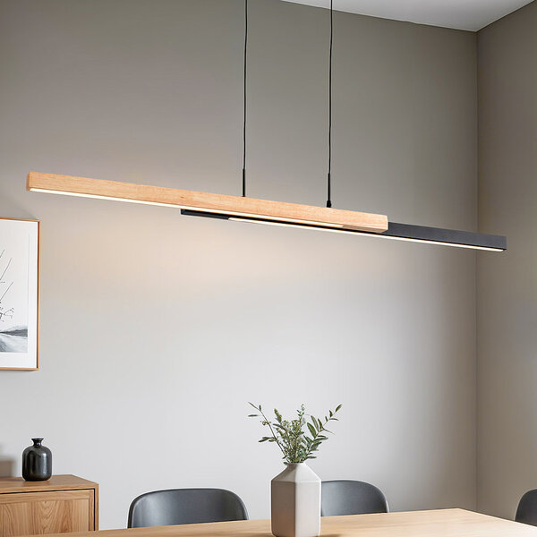 Design hanglamp Leia met 3 staps dim - zwart met licht hout