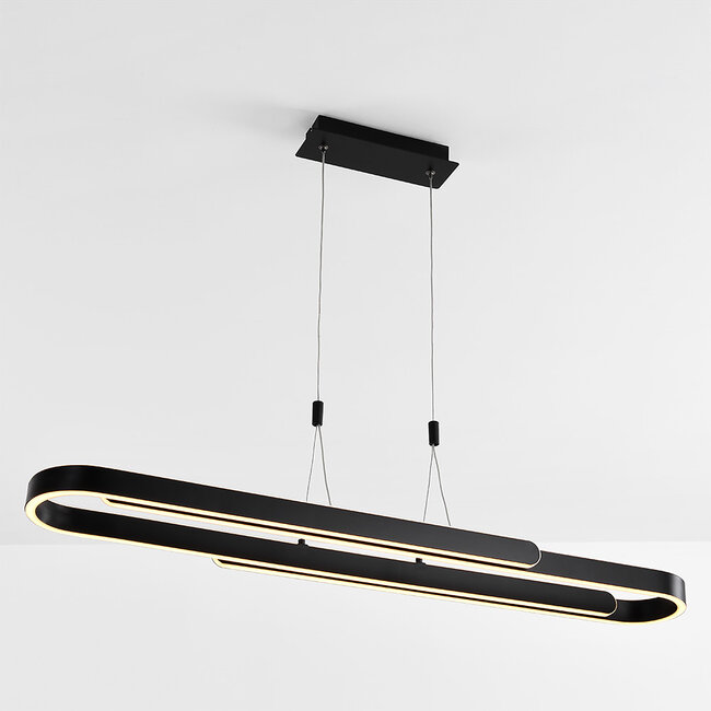 Zwarte design hanglamp Lilia met 3-staps dimbare LEDs