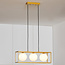 3-lichts hanglamp Gabia - goud vierkant frame met melkwit glas