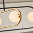 4-lichts hanglamp Gaio - zwart en goud met melkwit glas