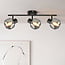 Zwarte plafondlamp met smoke glas, 3-lichts - Jenthe