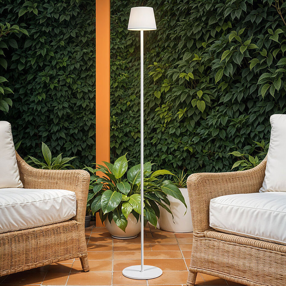 Oplaadbare staande buitenlamp Jytte, dimbaar - wit
