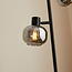 Zwarte staande lamp met smoke grijs glas en spiegeleffect, 3-lichts - Jesse