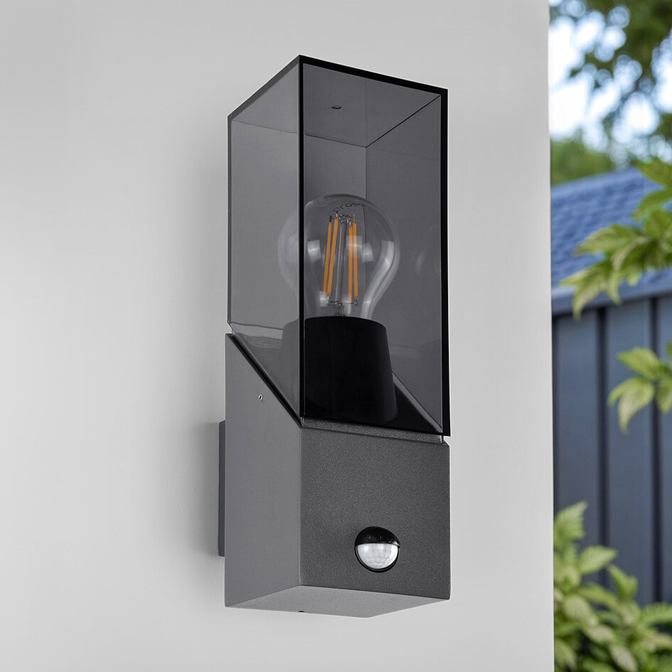 Wandlamp industrieel Jasper met sensor - antraciet