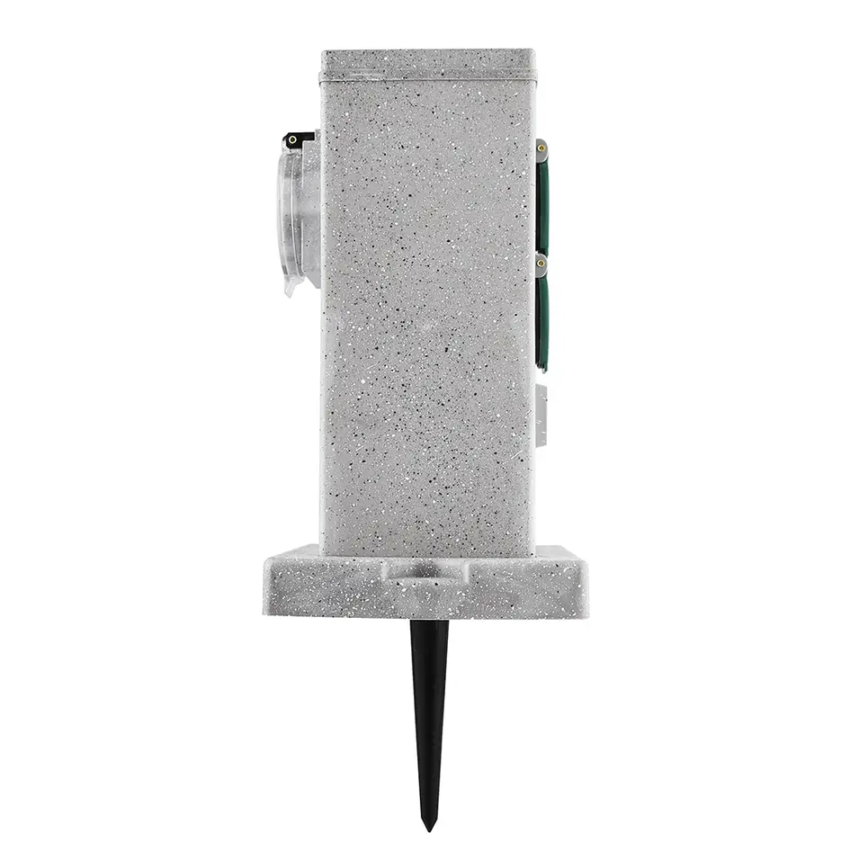 2-voudig buitenstopcontact IP44 met timer - steenlook